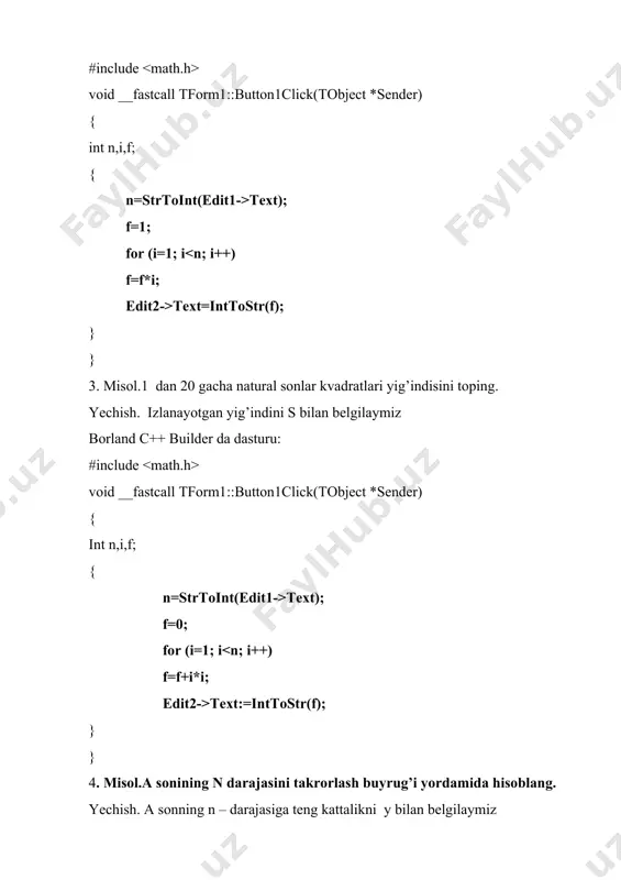 borland c++ builderda sikllar bilan ishlash - Page 5
