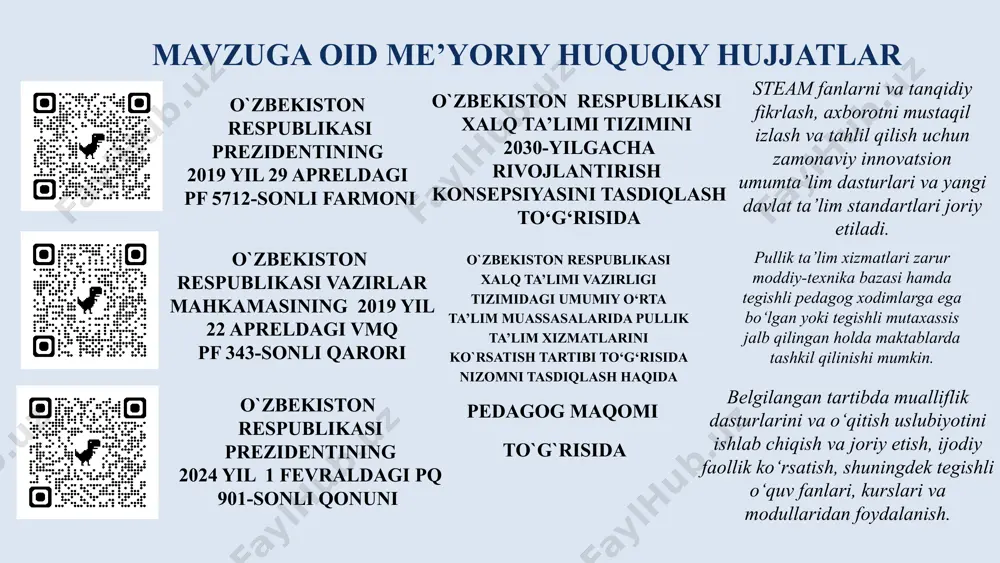 iklarga ajratish misol: ta’limdan keyingi ta’limni davom etirish, pullik o’quv kurslar; ma’lum bir kasblarga yo’naltirish; til o’rganishga jalb qilish. 3 mamlakatimizda o‘quvchilarning fikri faqat so’rovnoma orqali shakllantiriladi. finlandiya maktablarida o'quvchilarning shaxsiy qobiliyatlari va qiziqishlarini rivojlantirish ularning muvaffaqiyatini oshiradi va ularning kelajakdagi hayotiy faoliyatiga ijobiy ta'sir ko'rsatadi. o’quvchilarga shaxsiy rivojlanish uchun imkon yaratish. buni aniqlash uchun ularning fikrlarini quyidagi tartibda tahlil qilish: ijtimoiy so’rovnoma; intervyular; kuzatuvlar orqali. yuqori salohiyatli o‘quvchilarni maktabda saqlab qolish uchun qulay va barqaror muhit yaratish nafaqat maktabning rivojlanishiga, balki ta’lim sifatining oshishiga ham xizmat qiladi. bundan tashqari, bozor iqtisodiyotining talablari asosida o’quvchi yoshlarni yetishtirib chiqarish, yoshlarning o’zlari xohlagandek kasb bilan yoki ta’limni davom ettirishi bugungi bozor iqtisodiyoti davrida jamiyat va fuqarolar o’rtasidagi talab va takliflarga samarali yechim beradi hamda maktab bitiruvchilarining ham jamiyatdagi o’rni va rolini oshiradi. xulosa takliflar umum ta’lim maktablarning o’zida o’quvchilarni ixtisosliklarga ajratish misol: ta’limdan keyingi ta’limni davom etirish; ma’lum bir kasblarga yo’naltirish; til …