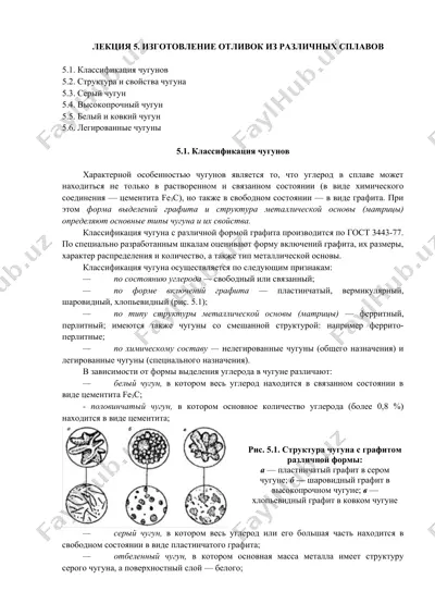 классификация чугунов — DOCX
