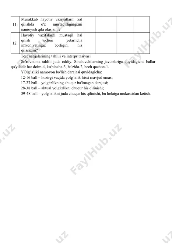"yolg'izlik" diagnostik so'rovnomasi - Page 2