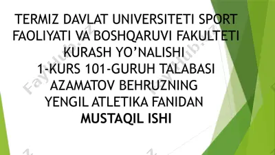 yugurish texnikasi asoslari — PPTX