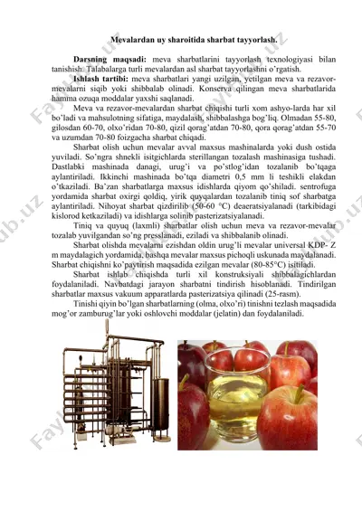 meva sharbatlari tayyorlash — DOCX