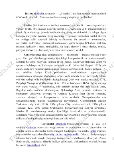 institut va konservatoriya — DOCX