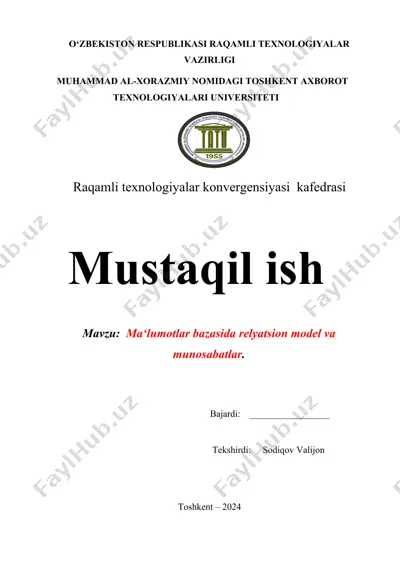 relyatsion ma'lumotlar bazalari — DOCX