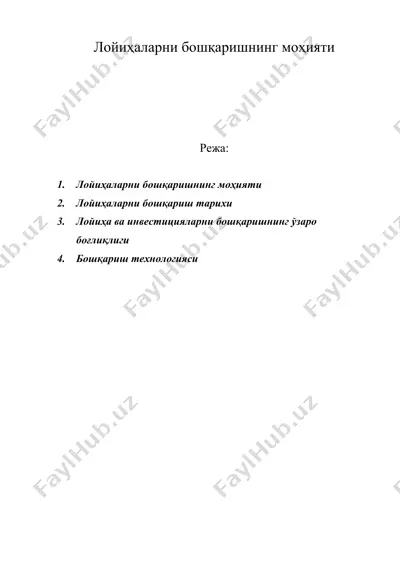 лойиҳаларни бошқаришнинг моҳияти — DOC