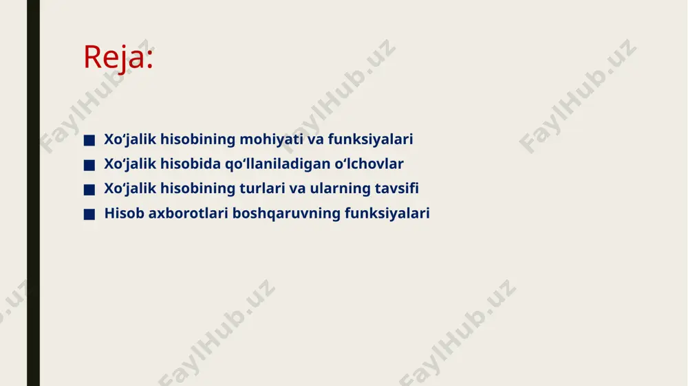 tirishda muhim ahamiyatga egadir. operativ hisob yordamida korxona resurslari va ular miqdorining o‘zgarishini joriy tartibda kuzatish, buxgalterlik va statistik hisobda aks ettirilmaydigan qator ma’lumotlarni ko‘rsatish mumkin. statistik hisob miqdor ko‘rsatkichlarida ifodalanadigan ijtimoiy ommaviy hodisalarni sifat jihatdan tavsiflab, kuzatish va aks ettirish hamda jamiyat taraqqiyoti qonuniyatlarini o‘rganish tizimidir. statistik hisob ishlab chiqaruvchi kuchlar, ishlab chiqarish munosabatlari va ijtimoiy turmushdagi siyosiy va madaniy jarayonlar rivojlanishining asosiy qonuniyatlarini ochib beradi. buxgalteriya hisobi xo‘jalik yurituvchi subyektning mablag‘lari va manbalarining harakatini aks ettirib, xo‘jalik jarayonida sodir bo‘ladigan muomalalarni yoppasiga va uzluksiz kuzatib borish, kuzatish natijalarini o‘lchash va hujjatlarda rasmiylashtirish, ularni yagona bir o‘lchovda, ya’ni pul ifodasida umumlashtirish hamda boshqaruv qarorlarini asoslash va qabul qilish uchun zarur ko‘rsatkichlarni hisoblash, baholash, ularni tegishli axborotdan foydalanuvchilarga taqdim etish maqsadida moliya-xo‘jalik faoliyatini nazorat qilish tizimidir. xo‘jalik hisobi turlarining qiyosiy tavsifi buxgalteriya hisobining o‘ziga xos xususiyatlaridan biri, unda barcha yozuvlar tegishli ravishda rasmiylashtirilgan hujjatlar asosida amalga oshiriladi. bunda hujjatlar maxsus …