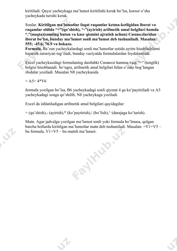 i. masalan: =v1+v5 – bu formula, v1+v5 – bu matnli ma’lumot. image4.png image5.png image6.png image1.png image2.png image3.png
