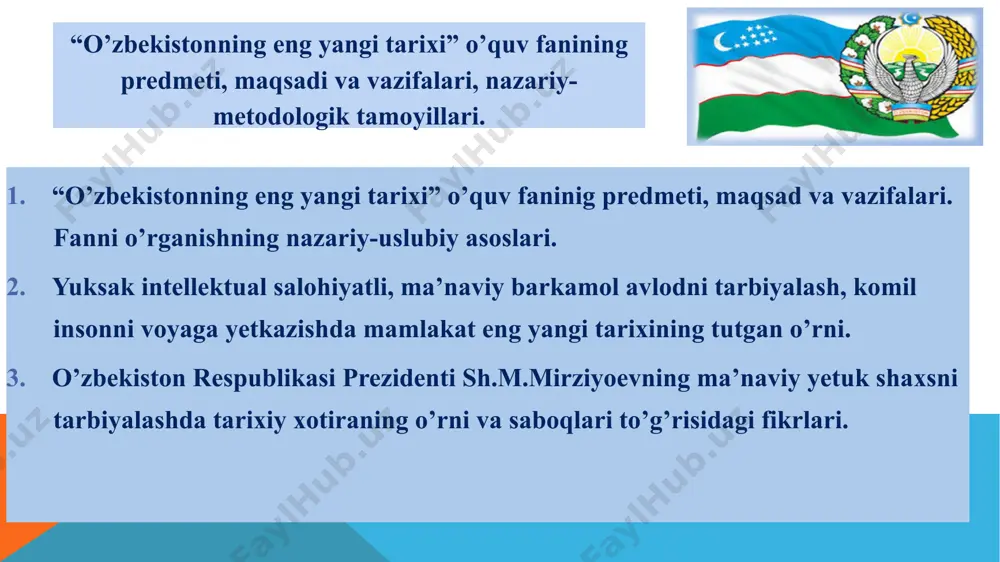 rilishi tizimini takomillashtirishning ustuvor yonalishlari qonun ustuvorligini ta’minlash va sud-huquq tizizmini yanada isloh qilishning ystuvor yonalishlari iqtisodiyotni rivojlantirish va liberallashtirishning ustuvor yonalishlari ijtimoiy sohani rivojlantirishning ustuvor yonalishlari xavfsizlik, millatlararo totuvlik va diniy bag’rikenglikni ta’minlash hamda chuqur o’ylangan, o’zaro manfaatli va amaliy tashqi siyosat sohasidagi ustuvor yonalishlar alohida ta’kidlash joizki, «2017-2021 yillarda o’zbekiston respublikasini rivojlantirishning beshta ystuvor yonalishi bo’yicha harakatlar strategiyasi»da yoshlar masalasi alohida aksini topdi. jumladan, yoshlarning huquqlarini himoya qilishga qaratilgan quyidagi ustuvor vazifalar belgilandi: birinchidan, jismonan sog’lom, ruhan va aqlan rivojlangan, mustaqil fikrlaydigan, vatanga sodiq, qat’iy hayotiy nuqtai nazarga ega yoshlarni tarbiyalash, demokratik islohotlarni chuqurlashtirish va fuqarolik jamiyatini rivojlantirish jarayonida ularning ijtimoiy faolligini oshirish. ikkinchdan, o’rta maxsus, kasb-hunar va oliy ta’lim muassasalari bitiruvchilarini ishga joylashtirish hamda hususiy tadbirkorlik sohasiga jalb etish. uchinchidan, yosh avlodning ijodiy va inrellektual salohiyatini qo’llab-quvvatlash va ro’yobga chigarish, bolalar va yoshlar o’rtasida sog’lom turmush tarzini shakllantirish, ularni jismoniy tarbiya va sportga keng jalb etish. o’zbekiston …