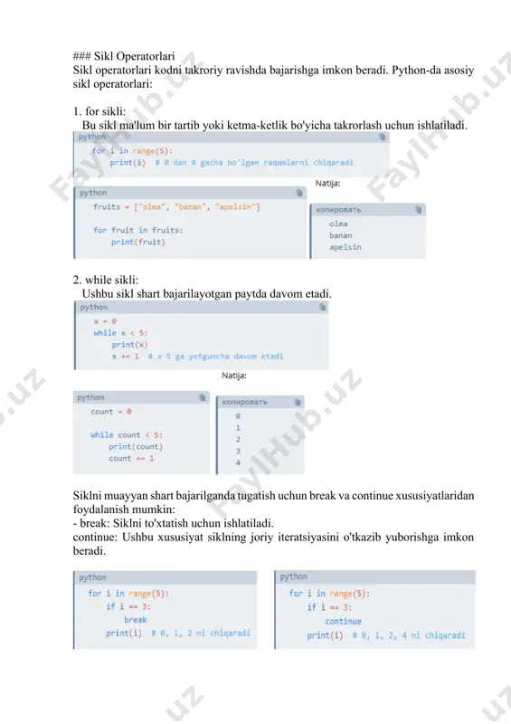 shart va sikl operatorlari - Page 2