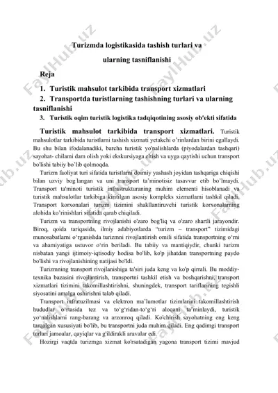 turistik transport xizmatlari — DOC
