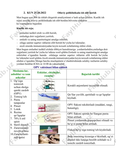 emlash va immunizatsiya uchun asboblar — DOCX