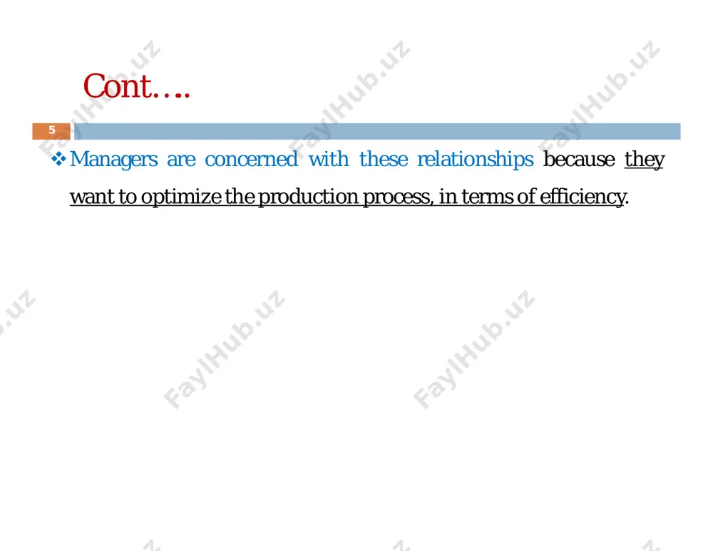 tive to the fixed input this stage implies that labor is over employed and capital is over utilized. where the rational producer will produce? cont….. 24 cont….. 25 to understand a production function with two variable inputs (long run production), it is necessarily known the concept iso- quant/iso-product curve. the iso-quant curve show the various combinations of two variable inputs resulting in the same level of output. in other words, an isoquant is a curve along which the maximum achievable rate of production is constant. various iso-quant curves presented in a graph is called as iso- quant map. cont….. 26 characteristics of isoquants a) isoquants are normally negatively sloped: because when one factor increases, the other factor decreases. b) an isoquant laying above and to the right of another represents a higher level of output. c) two isoquants cannot intersect each other or tangent to one another. d) no isoquants …