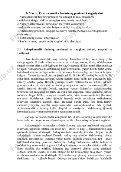 etika va estetika fanlari — DOCX