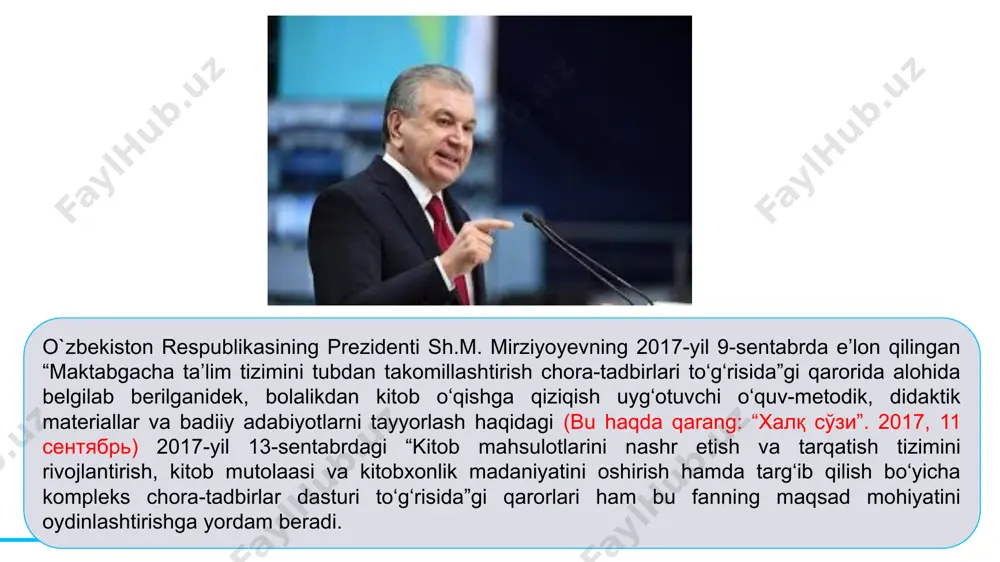 , n.a.dobrolyubov asoslab ko‘rsatganidek, yosh kitobxonlarga ta’lim-tarbiya berish bilan birga, ularga estetik zavq uyg‘ota oladigan, qaynoq hayot manzarasini butun borlig‘icha aks ettirgan chinakam badiiy asarlar hamon muhim talabligicha qolayotir. xalq og‘zaki ijodi, jahon bolalar adabiyoti namunalarini tahlil va tadqiq etish. inson “bola chog‘lardan” badiiy asarga, kitobga oshno bo‘lib o‘sishini ta’minlaydigan vositalardan biri – bolalar adabiyoti hisoblanadi. badiiy adabiyot inson ruhiyatini, hatto uning shaxsiyati shakllanishi va rivojidagi o‘rnining beqiyosligi bolalar adabiyotida yorqin ko‘rinadi. 1 2 4 3 bolalar adabiyoti fanining vazifalari talabalarni milliy bolalar adabiyoti namunalari bilan tanishtirish, u dastavval, ijtimoiy voqelik, xalq og‘zaki ijodining boy an’analariga ega milliy o‘zbek adabiyoti va jahon adabiyoti tajribalarini o‘zlashtirish orqali yuzaga kelganini asoslash, nihoyat, bu adabiyotning takomili, tadriji, taraqqiyot xususiyatlarini mavjud ijod namunalari misolida ko‘rsatib berishdan iborat. “bolalar adabiyoti,– deb yozgan edi n.fozilov,– nozik adabiyot. bolalar adabiyoti biz bilgan kattalar adabiyotining boshi... bolalar yozuvchilari o‘z asarlari bilan katta adabiyotga boshlovchi darg‘alar. bu adabiyot – …