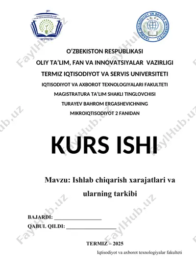 mikroiqtisodiyot-2 fanidan kurs ishi — DOCX