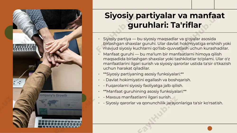 onaviy davr. qadimgi davrda partiyalar ijtimoiy guruhlar va interaktiv jamoalar shaklida mavjud bo'lgan. o'rta asrlar davomida partiyalar siyosiy kuchlar sifatida mustahkamlana bordi, ular o'zaro raqobatlashish va hukumatni ta'sir o'tkazish uchun kurashdilar. zamonaviy davrda esa partiyalar demokratik tizimning ajralmas qismi sifatida qabul qilinadi, ularning ko'pligi va xilma-xilligi siyosiy hayotga rang-baranglik kiritadi. har bir davrda partiyalarning o'ziga xos xususiyatlari mavjud bo'lib, bu ularning funksiyalari, maqsadlari va ijtimoiy roli bilan bog'liq. misol uchun, zamonaviy partiyalar xalq fikrini ifodalash va siyosiy ishtirokni rag'batlantirishda muhim rol o'ynaydi. partiyalarning rivojlanish tendensiyalari esa siyosiy iqlim, iqtisodiy sharoitlar va ijtimoiy harakatlar bilan bog'liqdir. "partiyalar xalqning ovozi" degan so'zlar bu jarayonni aks ettiradi. partiyaviy tizimlar: qiyosiy tahlil partiyaviy tizimlarning turlari partiyaviy tizimlar uch xil: bir partiyali, ikki partiyali va ko'p partiyali tizimlar. bir partiyali tizimda faqat bitta partiya hokimiyatni egallaydi, ikki partiyali tizimda esa ikkita asosiy partiya raqobatlashadi. ko'p partiyali tizimda ko'plab partiyalar mavjud bo'lib, bu tizim ko'proq tanlov …