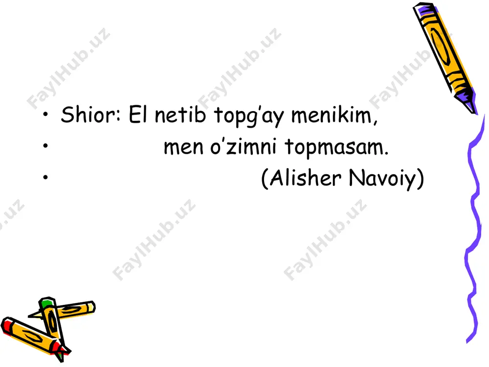 roziyga, 52 tasi abdurahmon jomiyga, 33 tasi amir xusrav dehlaviyga, 25 tasi sa’diy sheroziyga, 5 tasi mavlono kotibiyga, 5 tasi mavlono shohiyga, 4 tasi kamol xo’jandiy va boshqalarga nazira qilib yozilgan. tatabbui sa’diy sheroziy ey, ba guliston hazor nargisi shaxlo dar guli gulzori orazat ba tamosho. lolavu gul az tachalli tu baxubi qumri yu bulbul zi shavqi tu alolo dar ruhi ro’z az ruxi tu boriqai mehr dar dili shab az g’ami tu moyai savdo oshiqi bedil zi shavqi ro’i tu machnun karda bahona vale muhabbati laylo orazi yusuf namuda lam’ ayi ro’yat z-o’ shuda mash’ufu zori ishq zulayho goh dar oini oshiqi shudas zoxir hamshuda bar husni xesh volavu shaydo, goh ba ma’shuq shevagit tasahhub ham ba xud az noz karda g’oyatu yag’mo