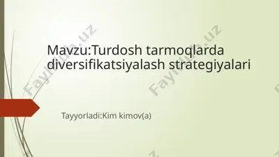 diversifikatsiyalash strategiyalari — PPTX