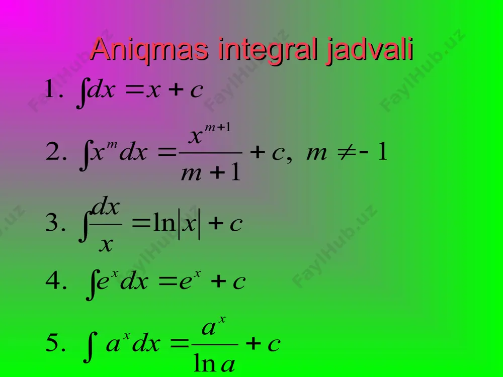 boshlang‘ich funksiya va aniqmas integral - Page 5