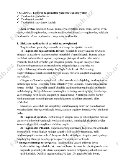 elektron taqdimotlar yaratish texnologiyalari — PDF