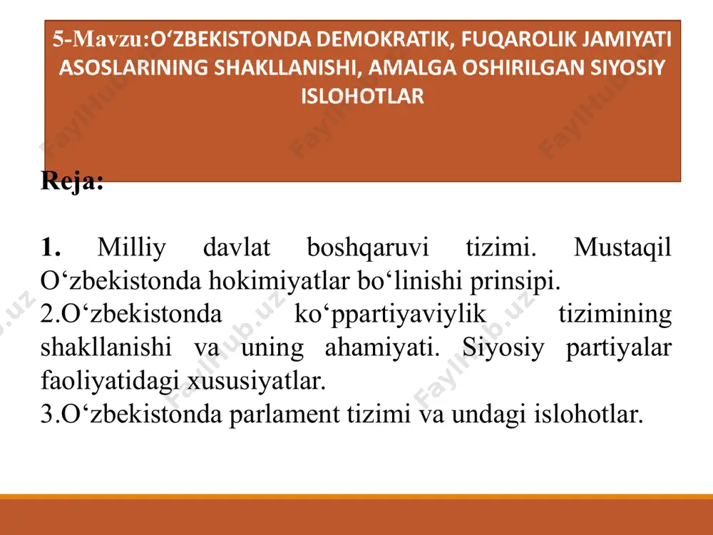 qida hisobot beradi; yagona moliya, kredit va pul siyosati yuritilishini ta’minlaydi; madaniyat, fan, maorif, ijtimoiy ta’minot, ekologiya sohasidagi yagona davlat siyosati yuritilishini ta’minlaydi; vazirlar maxkamasi mamlakatni mudofaa qilish, davlat xavfsizligi, tashqi siyosatni amalga oshirishni ta’minlash bo‘yicha chora-tadbirlarni amalga oshiradi; qonuniylik, fuqarolarning huquqlari va erkinliklarini ta’minlash, xususiy mulk va jamoat tartibini muhofaza qilish, jinoyatchilikka qarshi kurash bo‘yicha chora-tadbirlarni amalga oshiradi; iqtisodiyotning, ijtimoiy va ma’naviy sohalarning samarali faoliyatiga rahbarlik qiladi; o‘zbekiston respublikasi qonunlari, oliy majlis qarorlari, prezident farmonlari, qarorlari va farmoyishlari ijrosini ta’minlaydi; barcha organlar, korxonalar, muassasalar, tashkilotlar, mansabdor shaxslar va fuqarolar tomonidan bajarilishi majburiy bo‘lgan qarorlar va farmoyishlar chiqaradi. ma’muriy-buyruqbozlik, to‘rachilik tizimining tayanchlari bo‘lgan bir qator davlat qo‘mitalari, vazirliklar, ularning ma’muriy apparatlari tugatildi. davlat ta’minot qo‘mitasi tugatilib, respublika ulgurji va birja savdosi aksiyadorlik uyushmasi tuzildi. uyushma tarkibiga respublika aksiyadorlik tovar-xomashyo birjasi, aksiyadorlik birja banki, hududiy aksiyadorlik tijoratchi vositachi kompaniyalar kiradi. davlat narx qo‘mitasi tugatilib, moliya vazirligi tarkibida narxlarni nazorat qilish, narxlarni …