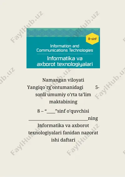 informatika va axborot texnologiyalari fanidan nazorat ishi daftari — DOCX