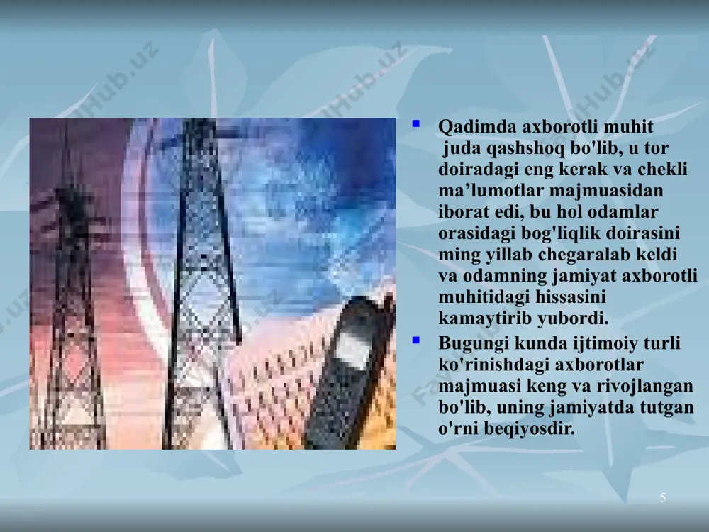 jamiyatni axborotlashtirish uchun zarur sharoitlar - Page 5