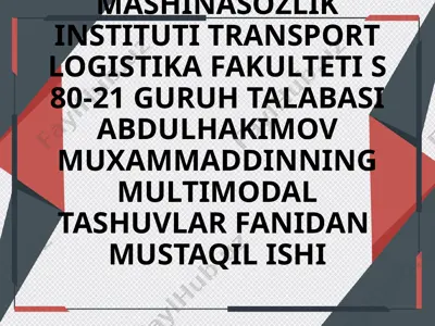 multimodal tashuvlarning umumiy tasnifi — PPTX