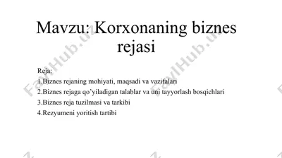 korxona biznes rejasi — PPTX