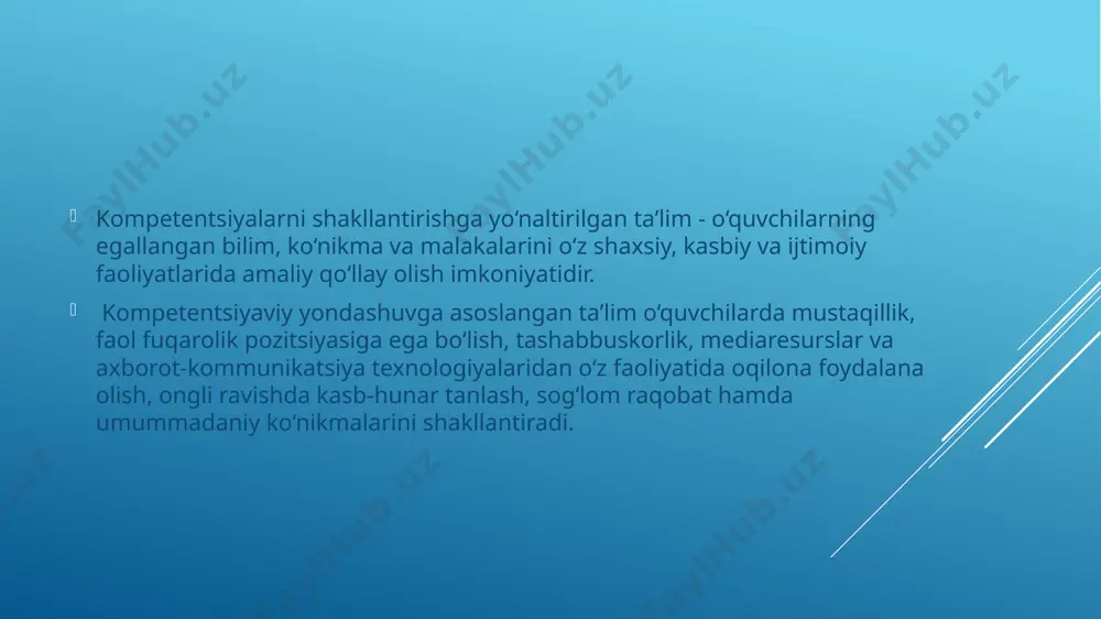 unli tovush boʻgʻin hosil qilishini, ya’ni o-na, u-ka, a-ka kabi boʻgʻinga boʻla oladi. su bilan bir qatorda harflar birikmalari ishtirok etgan soʻzlarni boʻgʻinga boʻldi, x va h tovushli soʻzlarni toʻgʻri yozadi, bir mavzu doirasidagi savollarga javob yoza oladi, mash’al, ma’qul, ta’lim, jur’-at, ta’-zim kabi tutuq belgili soʻzlarni boʻgʻinga boʻlib yozadi, lugʻat, izohli, eshituv, yoddan yozuv, rasm diktant yoza oladi hamda gaplarni rasmlar tartibida koʻchiradi [2; 10-18-b.]. unli tovushlar, ularni talaffuzi, harflar bilan ifodalanishini, j harfining j (portlovchi) va j (sirgʻaluvchi) tovushni ifodalashini, sh, ch, ng harf birikmalari, ularning bitta tovush ifodalashini, aytilishi va yozilishida farqlanuvchi undoshlar, ya’ni b-p, d-t, z-s, j- sh, j-ch, v-f, gʻ-x kabi undoshlarni, soʻzda nechta unli boʻlsa, shuncha boʻgʻin boʻlishini tinglab tushunadi e’tiboringiz uchun raxmat image1.png image2.png /docprops/thumbnail.jpeg