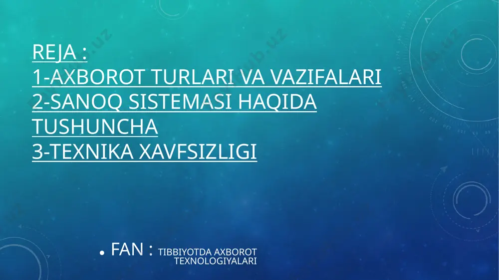 asvirlash usuliga bog’liq ravishda sanoq sistema pozitsion va nopozitsion bo’ladi. pozitsion sanoq sistemasida har bir raqamning miqdoriy qiymati uning sondagi joyiga (pozitsiyasiga) bog’liq bo’ladi. sonning pozitsion sanoq sistemasida tasvirlash uchun ishlatiladigan turli raqamlar miqdori (n) sanoq sistemasini asosi deyiladi. raqamlar qiymati 0 dan n-1 gacha oraliqda yotadi. nopozitsion sanoq sistemasida raqamlar o’zining miqdoriy qiymatini, ularning sondagi joylashishi o’zgarganda, o’zgartirmaydi. bu turda sanoq sistemasiga rim raqamlarini misol qilish mumkin. bu sanoq sistemasida 7 ta belgidan foydalaniladi: i, v, x, l, c, d, m. ularni o’nli sanoq sistemasida mos keluvchi qiymatlari: i(1) v(5) x(10) l(50) с (100) d(500) m(1000) misol: iii – 3 lix – 59 dlv – 555 rim raqamlarini ifodalash murakkabligi va ular ustida arifmetik amallarni bajarish qoidalari yo’qligi ularni kamchiligi hisoblanadi. shuning uchun, undan ayrim joylarda foydalaniladi. biz, asosan, pozitsion sanoq sistemasidagi sonlar ustida ish olib boramiz. bizning kundalik hayotimizda qo‘llanilayotgan o‘nlik sanoq sistemasi hozirgidek yuqori ko‘rsatkichni tez egallamagan. …