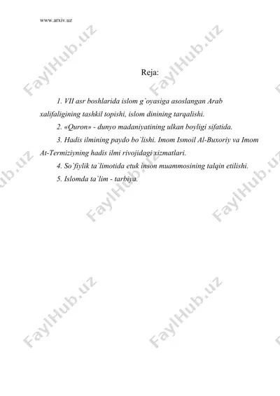 islom dini g`oyalarining ta`lim-tarbiyaga ta`siri — DOC