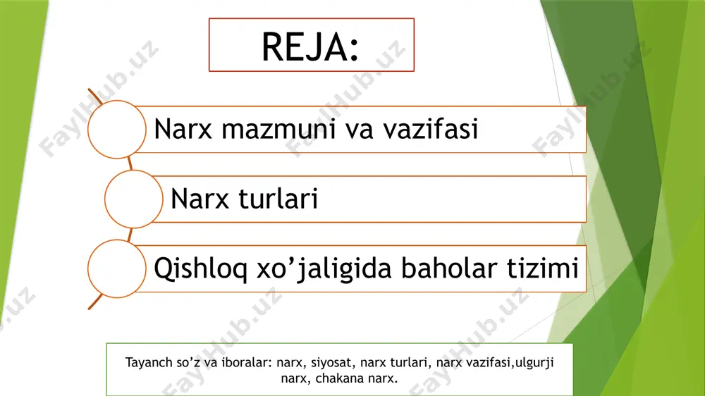 aklif orasida shakllanishi. bozor mexanizmining asosiy elementlari: talab, taklif, raqobat, narx. bozor sharoitida aholi sotib olishi mumkin bo‗lgan narx o‗zgarishi va tovar miqdori orasida ma‘lum o‗zaro bog‗liqlik mavjud. ushbu bog‗liqlik iqtisodiy adabiyotlarda talabning narxga nisbatan elastikligi nomini olgan. u xaridorlarning tovar va xizmatlar narxi o‗zgarishiga reaksiyalari jadalligini anglatadi: • tovarning uzoq saqlanish xususiyati va saqlash qiymati. bu uzoq muddat saqlanmaydigan tovarlar (sut, qatiq mahsulotlari va boshqalar); • ishlab chiqarish jarayonining o‗ziga xosligi. agar korxona narxni oshirib, ma‘lum tovar ishlab chiqarilishini diversifikatsiyalasa yoki yangi mahsulot ishlab chiqarishga o‗tsa-yu, bu mahsulotning narxini pasaytirsa - tovarning taklifi elastik bo‗ladi; • vaqtinchalik omillar. korxona (tovar ishlab chiqaruvchi) aniq tovarning narxi o‗zgarganligiga bir zumda javob bera olmaydi. buning uchun ishlab chiqaruvchi uskunalar sotib olishi, ma‘lum xom-ashyolar keltirishi, bankdan kredit olishi kabilar uchun ma‘lum vaqt talab qilinadi. xaridor tanloviga ta‘sir ko’rsatadigan asosiy omillar (ushbu tovarning narxidan tashqari) quyidagilar hisoblanadi: • iste‘molda ushbu tovarning o’rnini bosuvchi tovarlar …