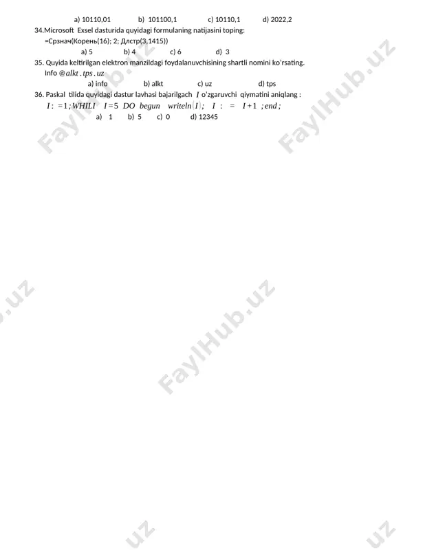 matematika test savollari - Page 3