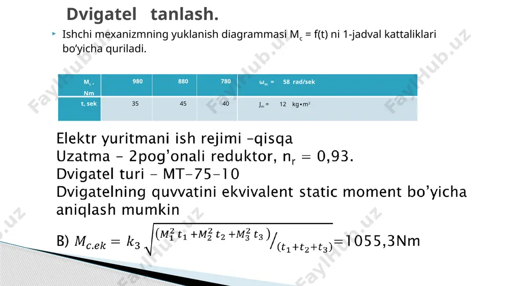 faza ro'torli asinxron dvigatel mexanizmning yuklanish diagrammasi - Page 5
