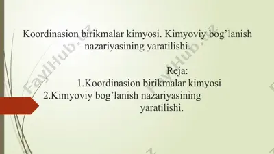 koordinasion birikmalar kimyosi — PPTX