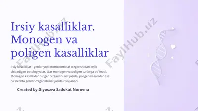 irsiy kasalliklar. monogen va poligen kasalliklar — PPTX