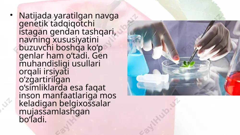 ya yaratish ketma-ketligini tushuntiring. transgen o‘simlik olish ketma-ketligini tushuntiring. transgen mahsulotlar haqida nimalarni bilasiz? image2.jpeg image3.jpeg image4.jpeg image5.jpeg image6.jpeg image7.jpeg image8.jpeg image9.jpeg image10.jpeg image11.jpeg image1.jpeg
