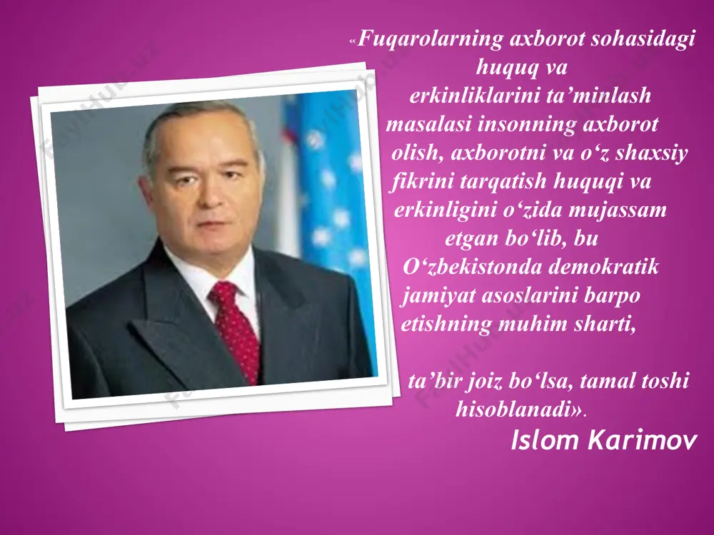 e’lon qilingan shaxs haqiqatan ham axborotning egasi ekanligiga beriladigan kafolat. bu bandning buzilishi xabar muallifini soxtalashtirish deyiladi; apelyatsiya qilishlik — yetarlicha murakkab kategoriya, lekin elektron biznesda keng qo’llaniladi. kerak bo’lganda xabarning muallifi kimligini isbotlash mumkinligi kafolati. axborotni muhofaza qilish quyidagilarga yo‘naltirilgan: * axborot xavfsizligini ta’minlash bo‘yicha tahdidlarning oldini olish aniq tahdidlar va jinoiy harakatlarni aniqlash maqsadida tahdidlarni topish tahdid va jinoiy harakatlarning oqibatlarini yo‘q qilish va mavqeini saqlash jinoiy harakatlarni bartaraf etish, shuningdek aniq jinoiy harakatlarni hamda tahdidlarni yo‘q qilish bo‘yicha choralar ko‘rish – tizimli tahlil va nazorat orqali real va ehtimoli katta bo‘lgan tahdidlarni aniqlash va ularni o’z vaqtida oldini olish choralari axborotni himoyalashning maqsadlari quyidagilardan iborat: axborotning kelishuvsiz chiqib ketishi, o’g’irlanishi, yo’qotilishi, o’zgartirilishi, soxtalashtirilishlarining oldini olish. axborotni o’zgartirish, yo’q qilish, soxtalashtirish, nusxa ko’chirish, to’siqlash bo’yicha ruxsat etilmagan harakatlarning oldini olish. shaxs, jamiyat, davlat xavfsizliligiga bo’lgan xavf-xatarning oldini olish; axborot tizimlari, texnologiyalari va ularni ta’minlovchi vositalarni yaratish, ishlab chiqish …