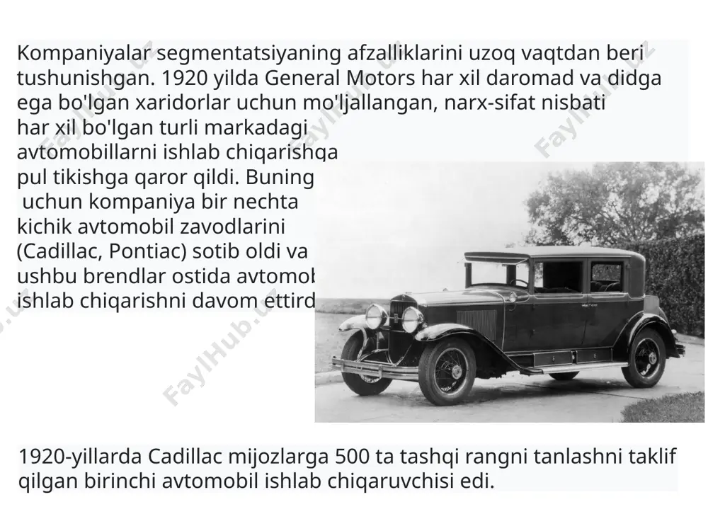 mush tarzi, ichki motivatsiya, yangilikka munosabat. psixografik xususiyatlar iste'molchining ma'lum mahsulotlarni sotib olishga bo'lgan motivatsiyasini ochib beradi. bunday omillar asosida aniqlangan guruhlarni o'lchash va miqdorni aniqlash qiyin. shuning uchun ular boshqa mezonlar bilan bir vaqtda qo'llaniladi. psixografik segmentatsiyaga misol sifatida iste'molchilarni brendga sodiqlik va qadriyatlar va turmush tarzi asosida ajratish mumkin. iste'molchilarni turli brendlarga sodiqlik bilan qondirish uchun kompaniyalar bir nechta brendlar ostida bir segment uchun mahsulot ishlab chiqaradilar. masalan, p&g ariel, tide va myth kir yuvish kukunlarini ishlab chiqaradi. majburiyat darajasiga ko'ra quyidagi mijozlar segmentlari ajratiladi: - shartsiz tarafdorlar. ular bir xil tovar yoki markadagi tovarlarni sotib olishadi. - bardoshli izdoshlar. ikki yoki uchta brenddan mahsulotlarni tanlang. - o'zgaruvchan izdoshlar. ular bir brendning mahsulotini sotib olishadi, lekin uni boshqa brendning o'xshash mahsuloti bilan almashtirishlari mumkin. - sayohatchilar. ular brendga sodiqlik ko'rsatmaydilar. vals (values ​​and lifestyles) usuliga ko'ra, iste'molchilar guruhlarga bo'lingan: innovatorlar. yangi g'oyalar va texnologiyalarga ochiq bo'lgan faol iste'molchilar. …