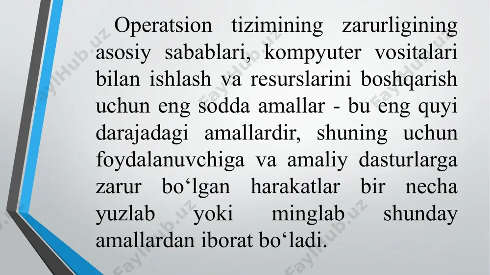kеyinchalik esa u windows 2000 dеb qayta nomlandi. windows 2000 o’z o’tmishdoshining windows nt 4.0 ning ko’p tomonlarini va «singlisi» (chiqarilgan yo’l bo’yicha emas, daraja bo’yicha) – windows 98 ning ba'zi imkoniyatlarini ham o’zida mujassamlashtiradi. windows 2000 oilasining maqsulotlarining qamma o’ziga xos xususiyatlari va imkoniyatlari qaqida kirish qismida batafsil ko’rib chiqiladi. boshlanishiga windows 2000 tizimlarining umumiy kontsеptsiyalarini, ularning o’ziga xos tomonlarini, nimaga mo’ljallangani, vazifalari (qo’llaniladigan sohalari) va ularni yaratish paytida qo’yilgan maqsadlarni ko’rib chiqaylik. bunda aloxida e'tibor yangi imkoniyatlar va oldingi vеrsiyadan (windows nt 4.0 dan) qo’yiladigan talablar sanab o’tilgan. xulosa. zamonaviy axborot texnologiyalari hayotimizga tobora chuqur singib bormoqda. ofis va operatsiya xodimlari, megakorporatsiyalar va kichik firmalar ishlarini ushbu texnologiyalarsiz tasavvur qilib bo‘lmaydi. telefon, internet, kompyuterlar, ma’lumotlar bazasi, dasturlar iqtisodiy va ijtimoiy sohani rivojlantirishga kuchli ta’sir ko‘rsatmoqda. axborot-kommunikatsiya texnologiyalari sifatli, tezkor, harakatchan, xavfsiz va qulay xizmat ko‘rsatish yo‘lida izchil rivojlantirilmoqda. foydalanilgan adabiyotlar 1. skot myuller “modernizasiya i remont pk” “vilyams” …