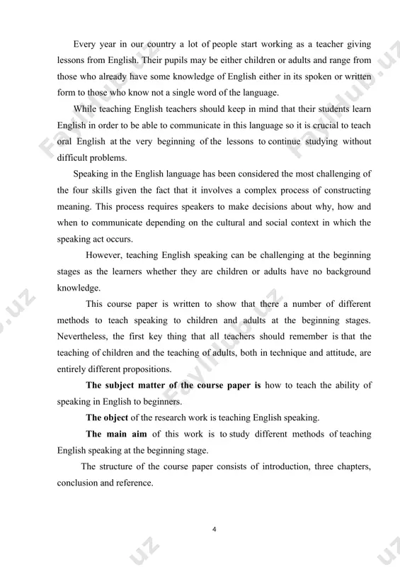 ing and writing instruction and national testing (baldauf et al., 2012). goh and burns (2012) propose that speaking competence can be thought of as “combinatorial,” involving the use of linguistic knowledge, core speaking skills, and communication strategies, which must all cohere simultaneously to constitute speaking competence and to facilitative fluent and intelligible speech production. [2] the main task of the language is to communicate with people. throughout his or her life, a person will continue to grow his speech. the psychological and methodological literature contains a number of concepts and numerous scientific articles on the formation and development of human speech. this issue has been widely covered in the works of i.r. galperin n.i.jinkin, a.a.leontiev, i.a.zimnaya and other prominent scholars. among them a.a. leontyev and zimnya’s works are worth pointing out. because in their works the stages of speech formation are analyzed from the scientific point of view, they are …