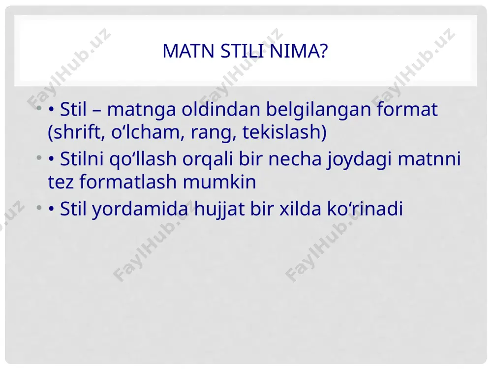 matn stillarini sozlash va ulardan foydalanish - Page 3