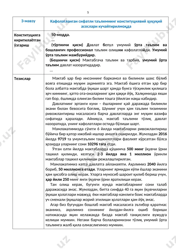 maktabgacha ta'lim tashkilotlari mudirlari va tarbiyachilariga tezislar - Page 5