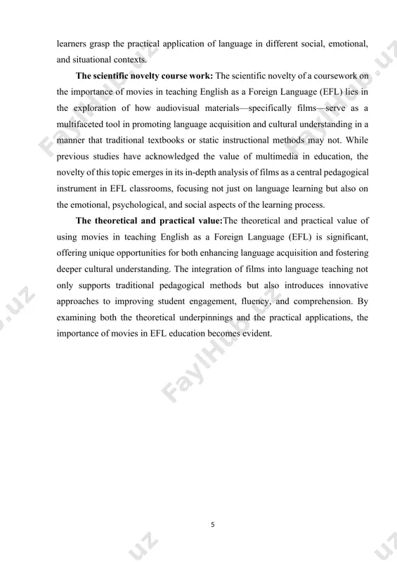 language in its most authentic form, as native speakers use it to communicate in everyday situations. unlike classroom materials, which often present language in a simplified or formalized manner, movies showcase how people speak in relaxed, informal settings, using colloquialisms, idiomatic expressions, slang, and regional accents. by engaging with these authentic materials, learners can improve their ability to understand spoken english as it is actually used in the real world. furthermore, watching movies allows learners to see and hear how language fits into specific cultural contexts, which can help them understand not only what is being said but why and how it is being said in a particular way. for efl learners, movies also help develop the skill of listening for gist, which is understanding the general meaning or main idea of a conversation, rather than focusing on individual words or phrases. this skill is essential in everyday conversations, where …