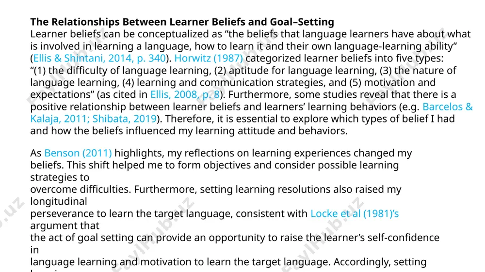 . language learning, 40(1), 45–78. doi:10.1111/j.1467-1770.1990.tb00954.x dörnyei, z., & ryan, s. (2015). the psychology of the language learner revisited. new york, ny: routledge. ellis, r. (2008). learner beliefs and language learning. asian efl journal, 10(4), 7–25. retrieved from: https://www.asian-efl-journal.com/main-journals/learner-beliefs-and- language-learning/#squelch-taas-tab-content-0-3 ellis, r., & shintani, n. (2014). exploring language pedagogy through second language acquisition research. new york, ny: routledge. locke, e. a., shaw, k. n., saari, l. m., & latham, g. p. (1981). goal setting and task performance: 1969–1980. psychological bulletin, 90(1), 125–152. doi:10.1037/0033- 2909.90.1.125 /docprops/thumbnail.jpeg
