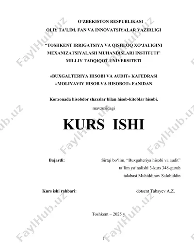 korxonada hisobdor shaxslar bilan hisob-kitoblar hisobi — DOC
