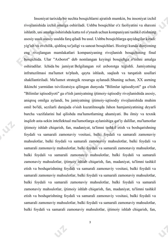 oshqarishning foydali va samarali zamonaviy vositasi, balki foydali va samarali zamonaviy mahsulotlar, balki foydali va samarali zamonaviy mahsulotlar, balki foydali va samarali zamonaviy mahsulotlar, balki foydali va samarali zamonaviy mahsulotlar, ijtimoiy ishlab chiqarish, fan, madaniyat, ta'limni tashkil etish va boshqarishning foydali va samarali zamonaviy vositasi, balki foydali va samarali zamonaviy mahsulotlar, balki foydali va samarali zamonaviy mahsulotlar, balki foydali va samarali zamonaviy mahsulotlar, ijtimoiy ishlab chiqarish, fan, madaniyat, ta'limni tashkil etish va boshqarishning foydali. va umuman jamiyatning ijtimoiy-iqtisodiy rivojlanishi. informatika, hisoblash uskunalari, operatsion anjom va telekommunikatsiyalarning zamonaviy yutuqlari yuqori texnologiya turini, ya'ni axborot texnologiyalarini yanada yuqori darajaga ko'tardi. informatika, hisoblash uskunalari va kommunikatsiyalari sohasida ilmiy va amaliy tadqiqotlar natijalari bilim va axborot sanoatining yangi tarmog'ining paydo bo'lishi uchun mustahkam asos yaratdi. dunyodagi axborot xizmatlari, kompyuter ishlab chiqarish va kompyuterlashtirish, avtomatlashtirilgan axborotni qayta ishlash texnologiyasi dunyoda muvaffaqiyatli rivojlanmoqda; materialsiyalanmagan ko'lamli ko'lamli va yuqori sifatli o'tish telekommunikatsiya sohasi va texnologiyasiga - millionlab …