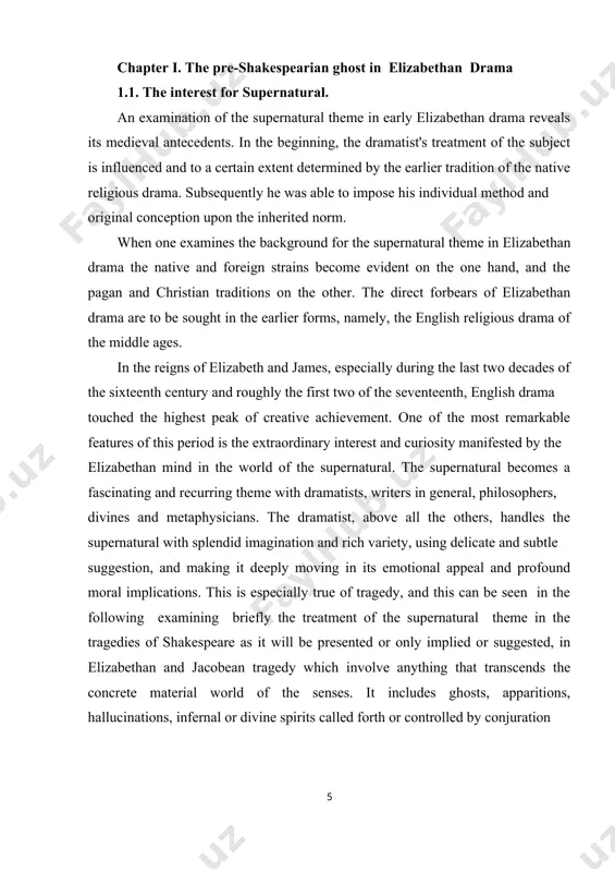 ontrols the destinies of the members of the community under his care -- superior and elevated, no doubt. but apparently of the same species. there is no sustained effort on the part of the authors to enhance the awe and solemnity and mystery associated with the supernatural by contrasting it with human characters. the same lack of sophistication characterizes the portrayal of the vice and the devil in the moralities, who are more remarkable for their gusto and hearty love of mischief than for any demoniac propensity for evil or malignancy as we understand these in say, the weird sisters in maxbeth, or in yago. in general, these figures are more at home in the world of comedy, and have nothing of the atmosphere of awe and terror associated with the supernatural in tragedy. naturally, therefore, in what we consider elizabethan tragedy proper, the solemn and tragic aspect of the …