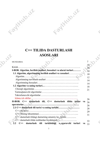 c++ tilida dasturlash asoslari — DOCX